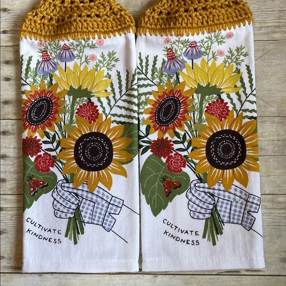 Sunflower Hanging HandTowels Set of 2 Dark Yellow Top Cultivate Kindness